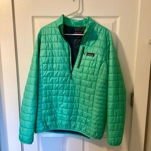 Patagonia Teal Nano Puff Quarter Zip Jacket